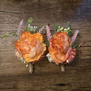Orange Floral Boutonniere Set